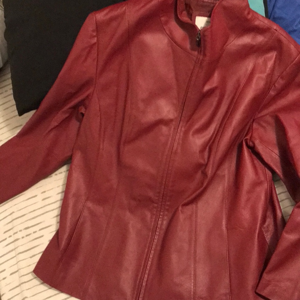 East 5th burgundy leather jacket